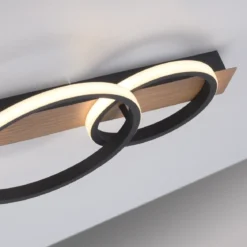 Leuchten Direkt 15616-78 TROOPER LED Deckenleuchte 3 Ringe mit Holzdekor