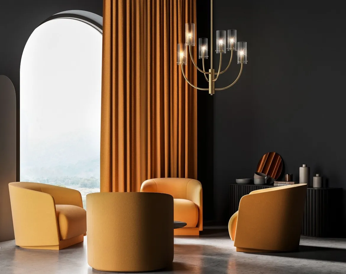Maytoni Pendelleuchte Arco Classic 6-flammig messingfarben