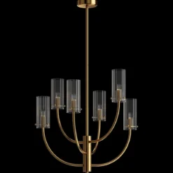 Maytoni Pendelleuchte Arco Classic 6-flammig messingfarben