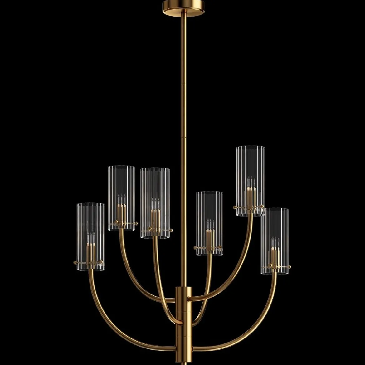 Maytoni Pendelleuchte Arco Classic 6-flammig messingfarben
