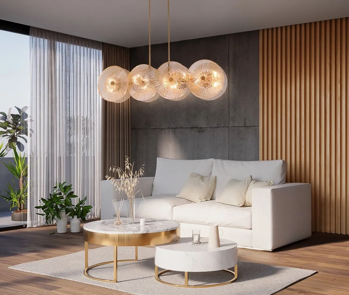 Maytoni Pendelleuchte Aster Modern 8-flammig goldfarben