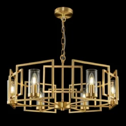 Maytoni Pendelleuchte Bowi House 6-flammig goldfarben