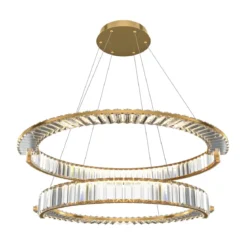 Maytoni Pendelleuchte Krone 80cm 2 Ringe gold 4000K
