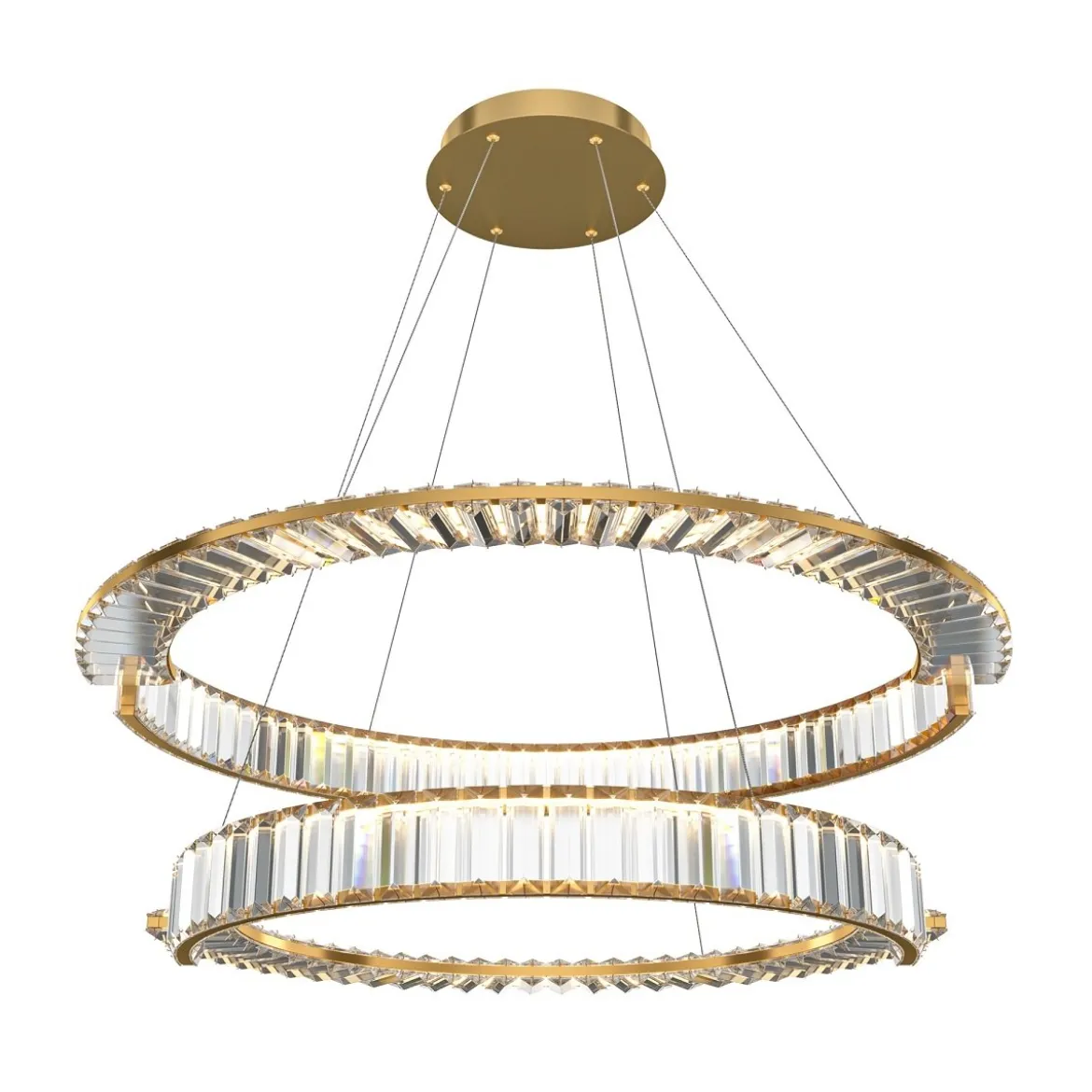 Maytoni Pendelleuchte Krone 80cm 2 Ringe gold 4000K