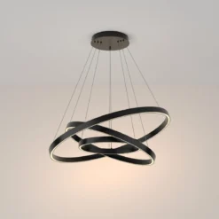 Maytoni Pendelleuchte Rim 3 Ringe schwarz 3000K 80cm