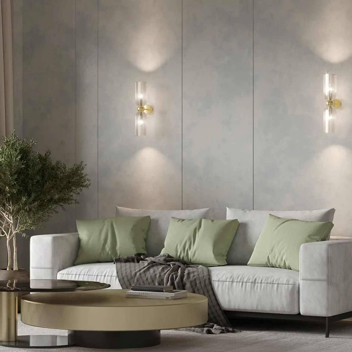 Maytoni Wandleuchte Antic 2-flammig Glas Gold transparent