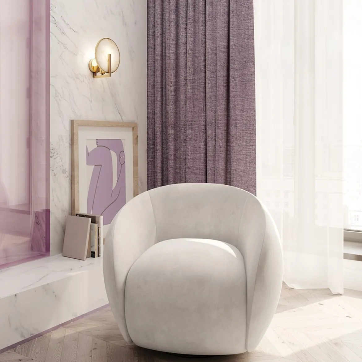 Maytoni Wandleuchte Marmo gold Naturstein marmor rund