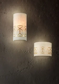 Maytoni Wandleuchte Messina goldfarben leinen