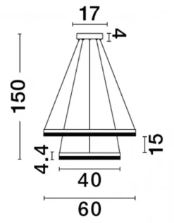 Nova Luce 9530229 ADRIA LED Pendelleuchte 2-flammig 60cm 3000K Schwarz dimmbar