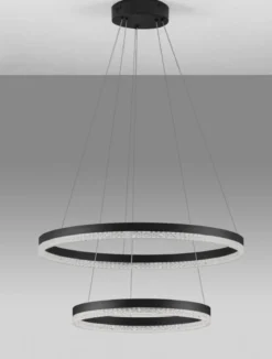 Nova Luce 9530229 ADRIA LED Pendelleuchte 2-flammig 60cm 3000K Schwarz dimmbar