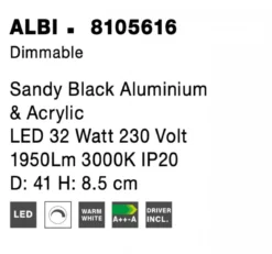 Nova Luce 8105616 ALBI LED Deckenleuchte 1-flammig 3000K Schwarz 41cm