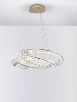 Nova Luce 9333063 AURELIA LED Pendelleuchte 2 Ringe 3500K Gold Kristall