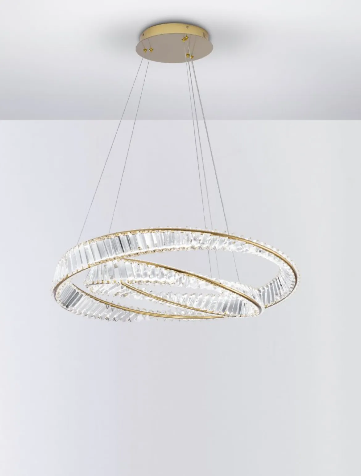 Nova Luce 9333063 AURELIA LED Pendelleuchte 2 Ringe 3500K Gold Kristall
