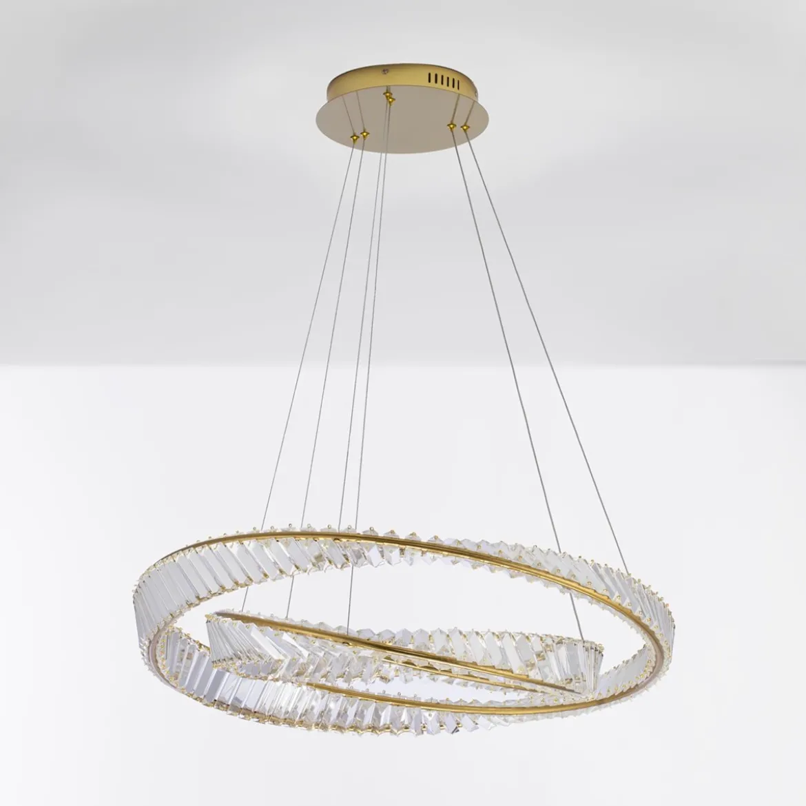 Nova Luce 9333063 AURELIA LED Pendelleuchte 2 Ringe 3500K Gold Kristall