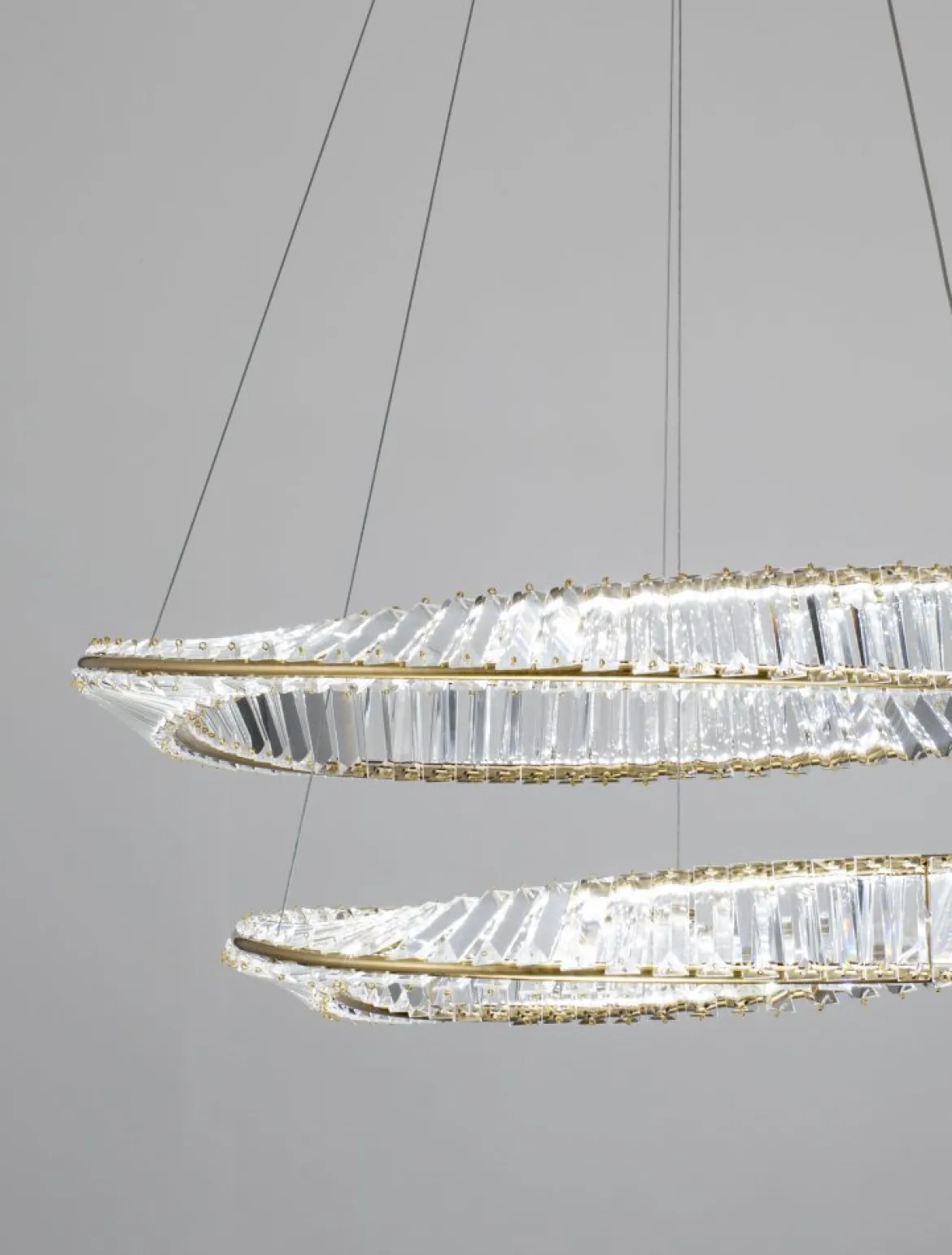 Nova Luce 9333063 AURELIA LED Pendelleuchte 2 Ringe 3500K Gold Kristall