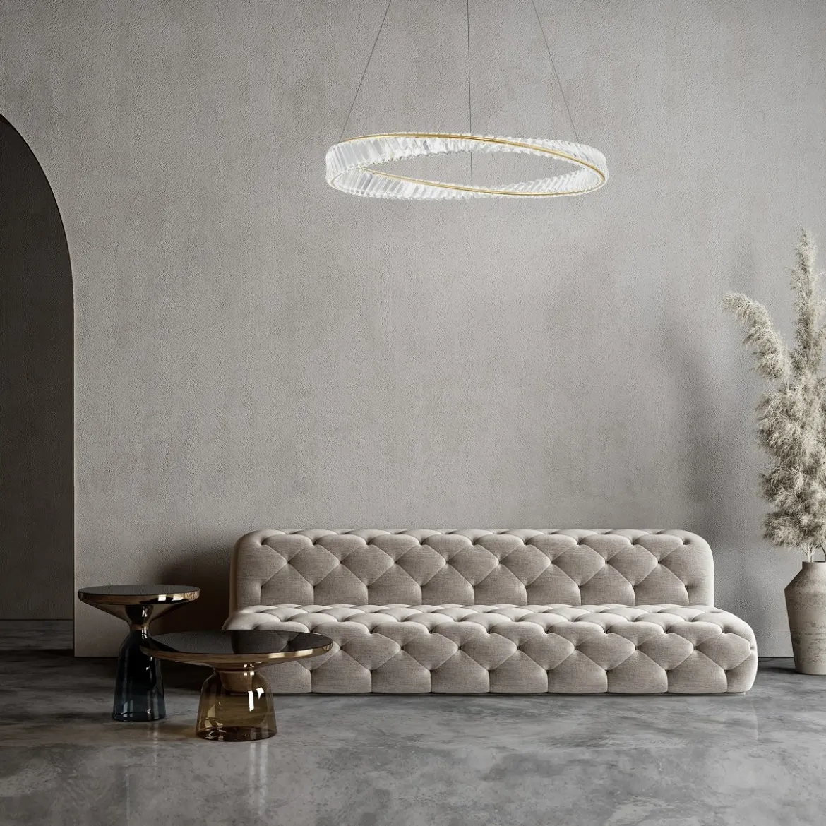 Nova Luce 9333062 AURELIA LED Pendelleuchte 80cm 3500K Gold Kristall