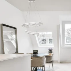 Nova Luce 9333068 AURELIA LED Pendelleuchte 2 Ringe 3500K Chrom Kristall