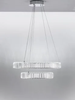 Nova Luce 9333068 AURELIA LED Pendelleuchte 2 Ringe 3500K Chrom Kristall