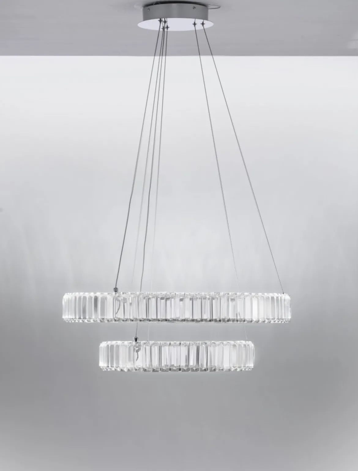 Nova Luce 9333068 AURELIA LED Pendelleuchte 2 Ringe 3500K Chrom Kristall