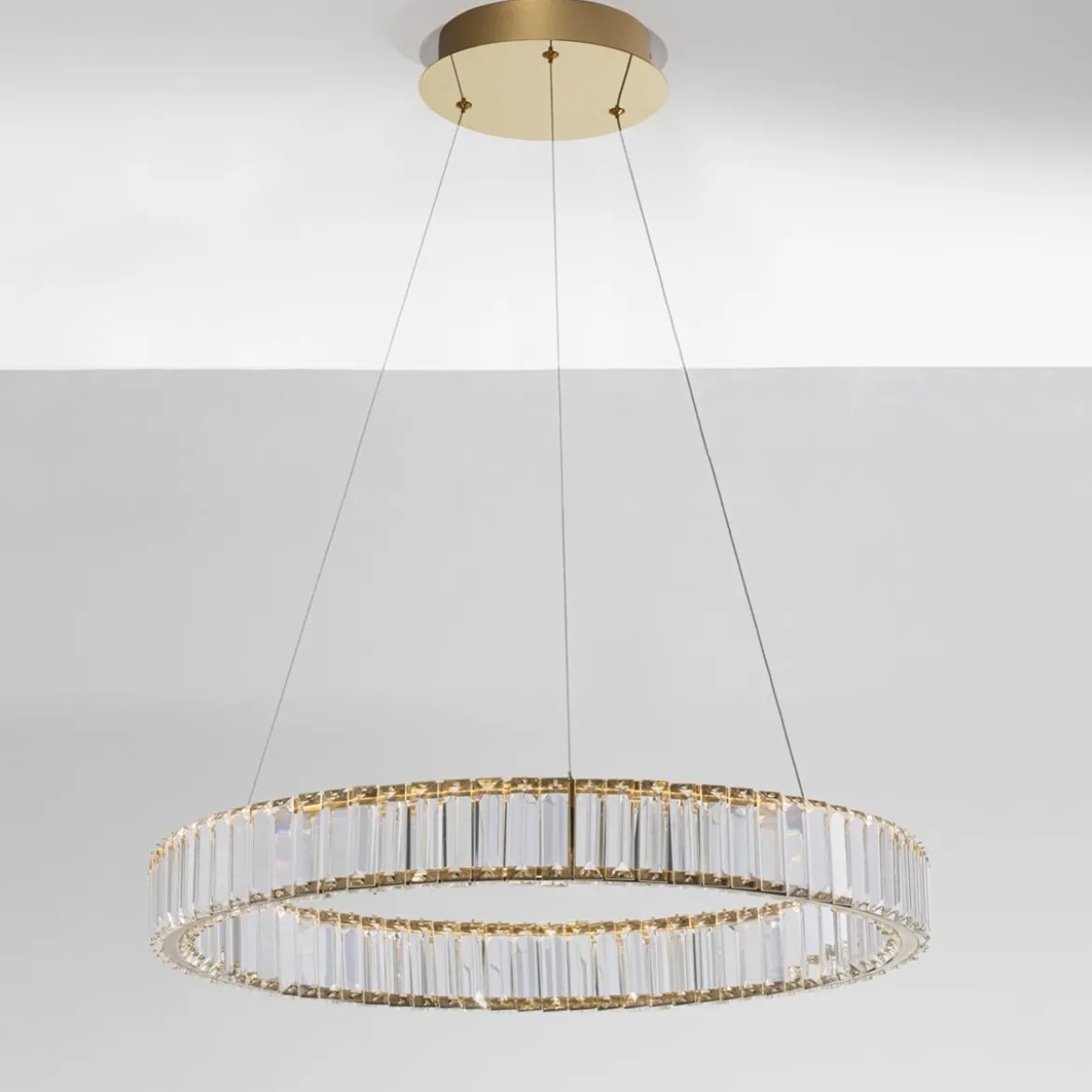 Nova Luce 9333075 AURELIA LED Pendelleuchte 60cm gerade 3500K Gold Kristall