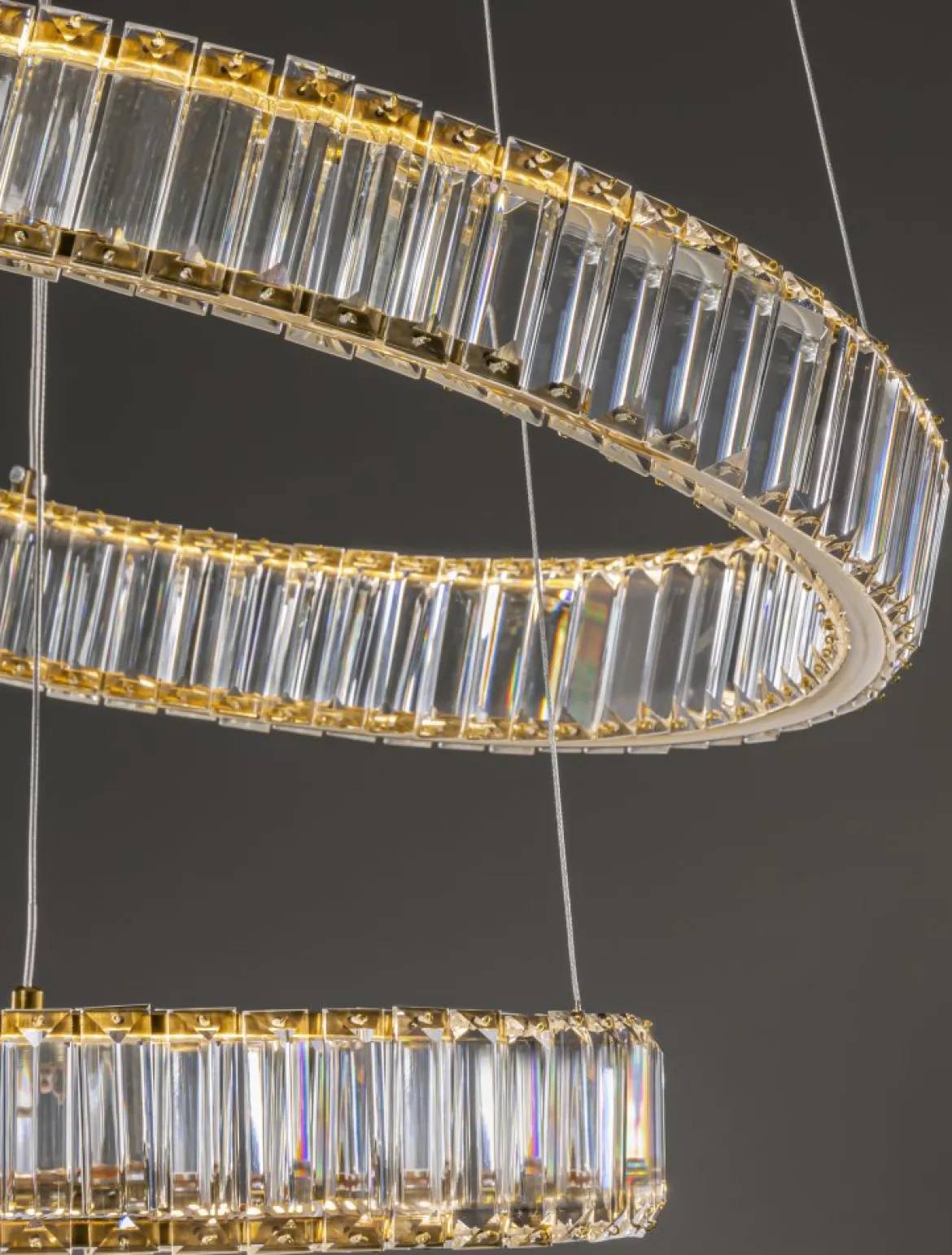 Nova Luce 9333077 AURELIA LED Pendelleuchte 2 Ringe gerade 3500K Gold Kristall