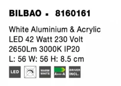 Nova Luce 8160161 BILBAO LED Deckenleuchte 3-flammig 3000K Weiss