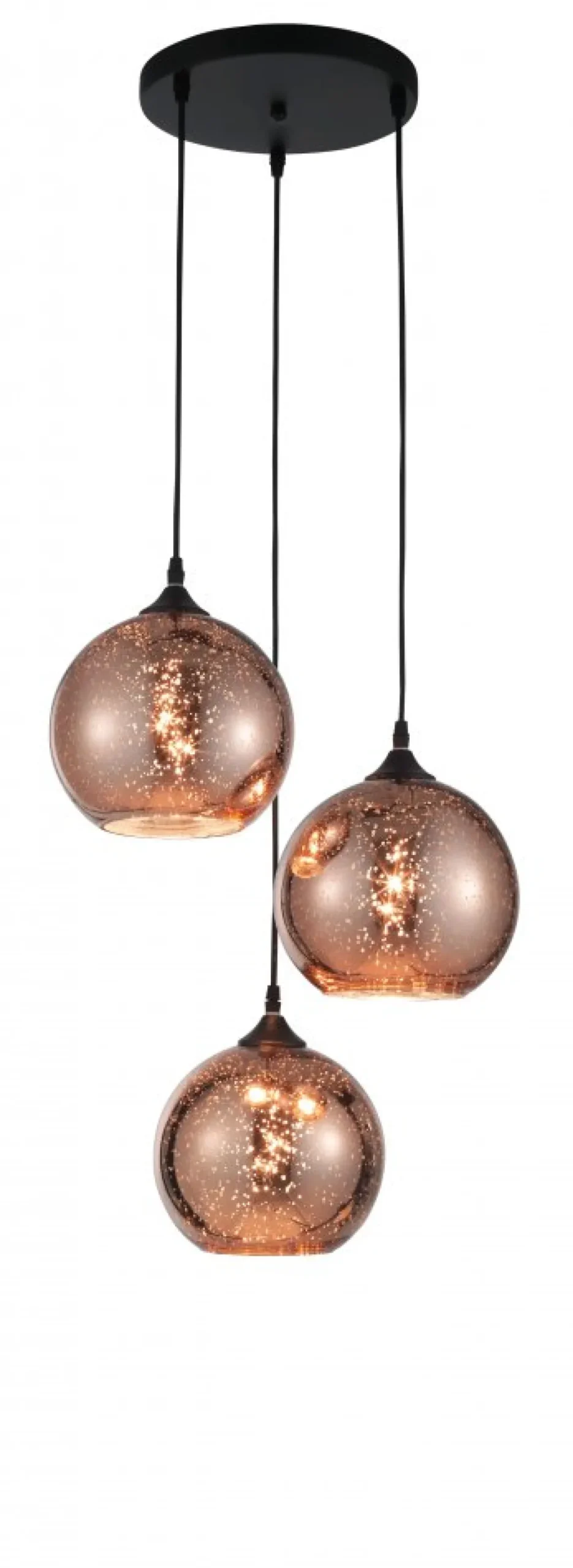 Nova Luce 8142681 BLAZE E27 Pendelleuchte 3-flammig Schwarz Kupfer