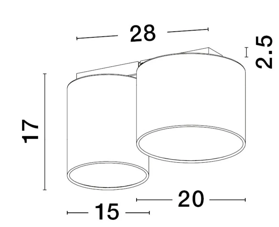 Nova Luce 9555804 BRYSON Deckenleuchte 2-flammig Weiss Grau E27