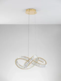 Nova Luce 9019722 CONCETO LED Pendelleuchte 60cm 3500K Gold Kristall