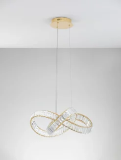 Nova Luce 9019722 CONCETO LED Pendelleuchte 60cm 3500K Gold Kristall