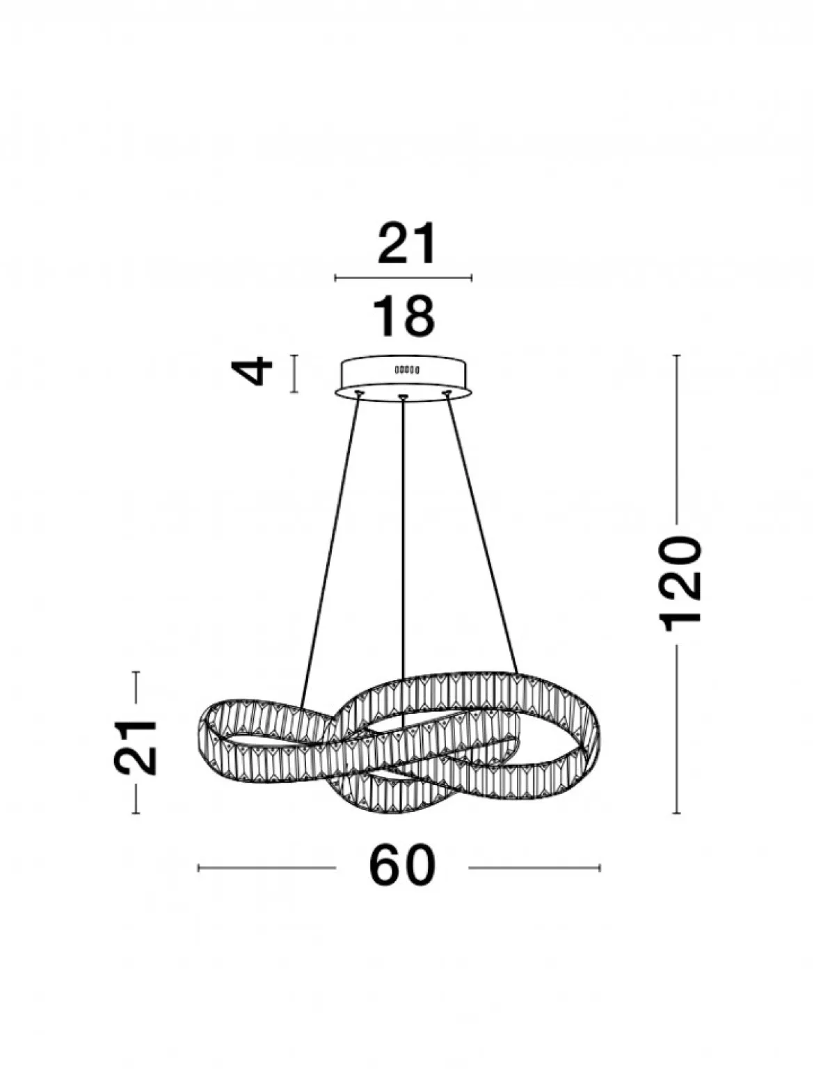 Nova Luce 9019723 CONCETO LED Pendelleuchte 60cm 3500K Chrom Kristall
