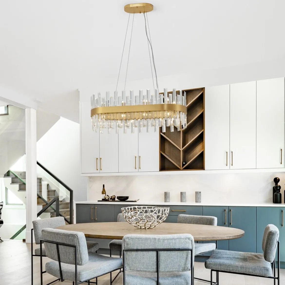 Nova Luce 9695217 CROWN Pendelleuchte 80cm Satin Gold G9