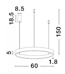 Nova Luce 9345660 ELOWEN LED Pendelleuchte 60cm 3000K Schwarz dimmbar