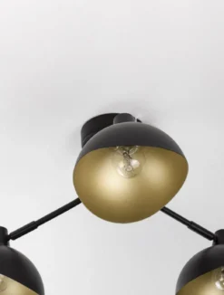 Nova Luce 9555807 GETI Deckenleuchte mit Leuchtenarm 3-flammig Schwarz Gold E14