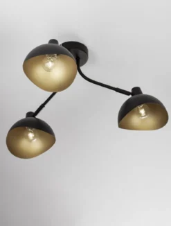 Nova Luce 9555807 GETI Deckenleuchte mit Leuchtenarm 3-flammig Schwarz Gold E14