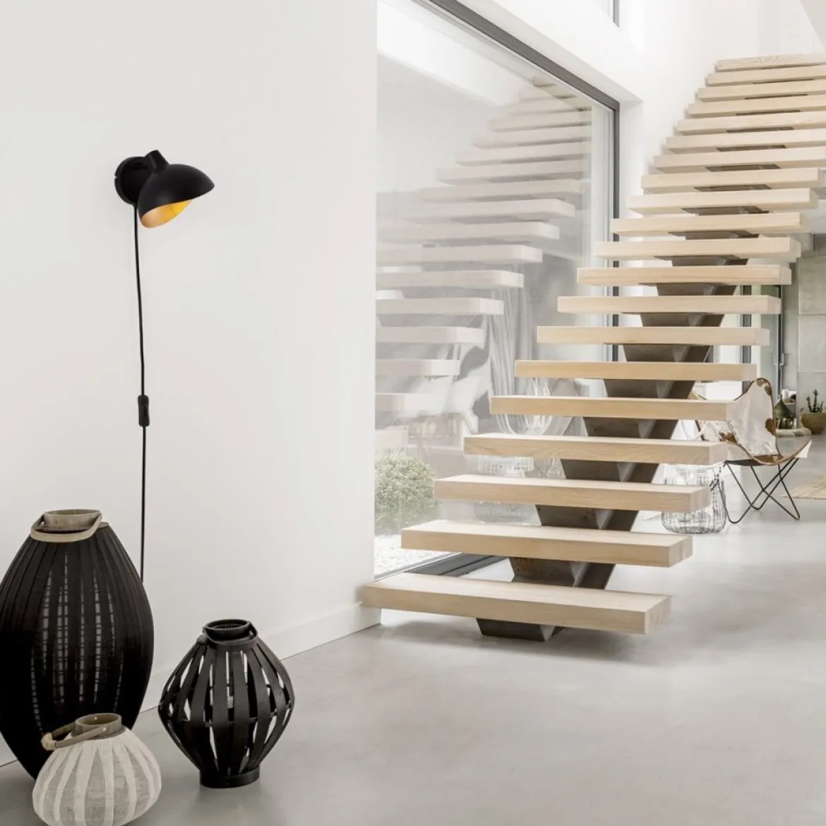 Nova Luce 9555806 GETI Wandleuchte Schwarz Gold E14