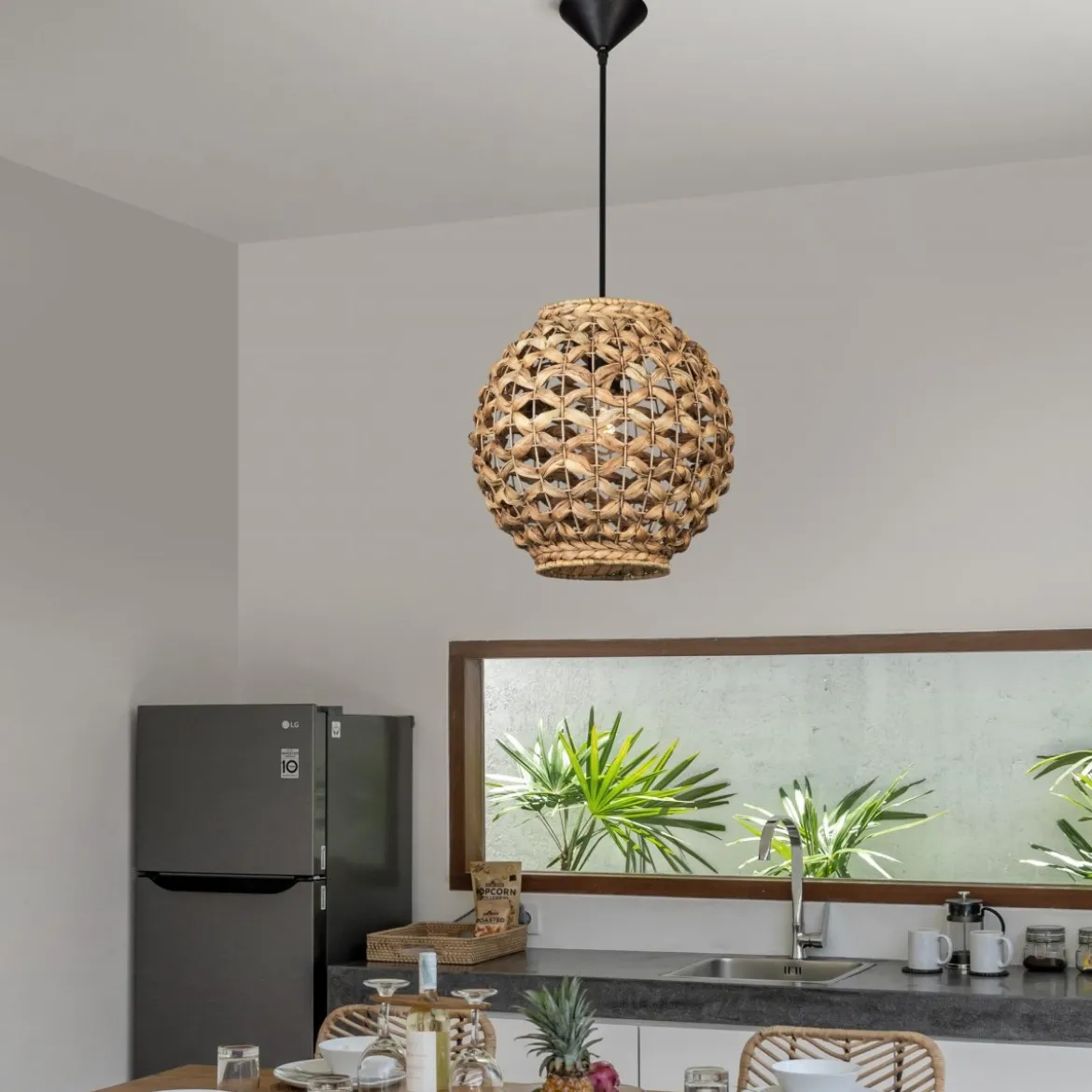 Nova Luce 9858720 GRIFFIN Pendelleuchte 30,5cm Natur E27