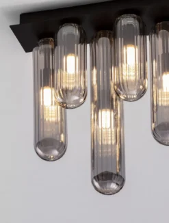 Nova Luce 9028854 GUSTAVE Deckenleuchte 6-flammig Schwarz Rauchgrau G9