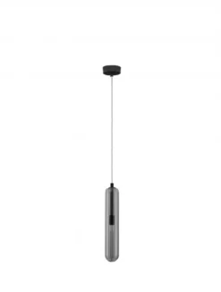 Nova Luce 9028851 GUSTAVE Pendelleuchte 1-flammig Schwarz Rauchgrau G9
