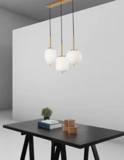 Nova Luce 9624067 LATO Pendelleuchte 3-flammig Gold Opal E14