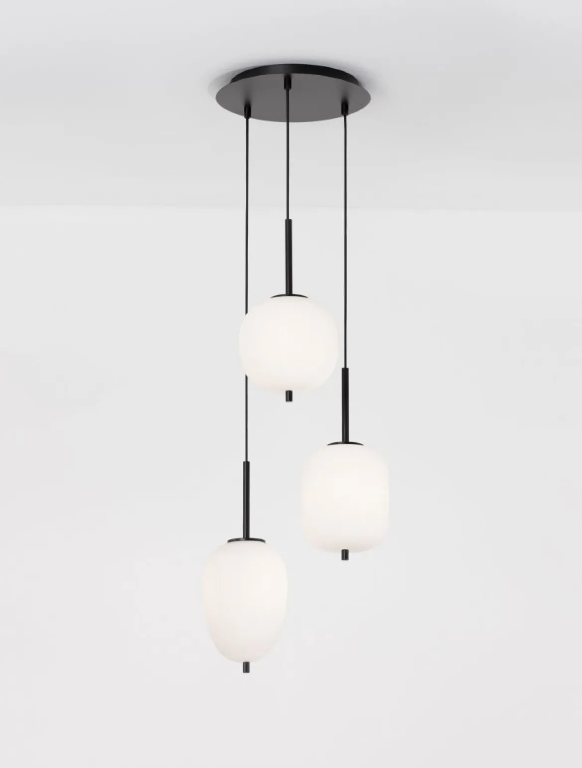 Nova Luce 9624078 LATO Pendelleuchte rund 3-flammig Schwarz Opal E14
