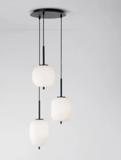 Nova Luce 9624078 LATO Pendelleuchte rund 3-flammig Schwarz Opal E14