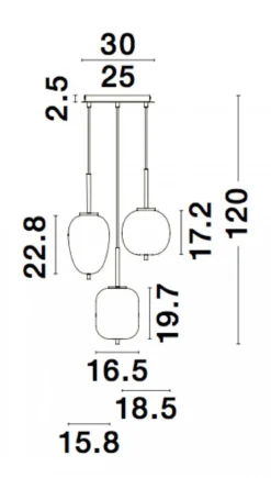 Nova Luce 9624078 LATO Pendelleuchte rund 3-flammig Schwarz Opal E14