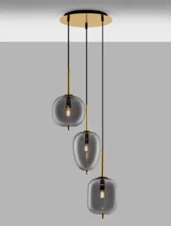 Nova Luce 9624082 LATO Pendelleuchte rund 3-flammig Gold Rauchglas E27