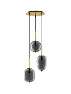 Nova Luce 9624082 LATO Pendelleuchte rund 3-flammig Gold Rauchglas E27