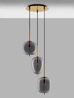 Nova Luce 9624082 LATO Pendelleuchte rund 3-flammig Gold Rauchglas E27
