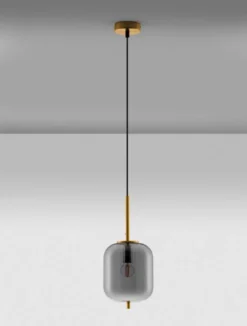 Nova Luce 9624097 LATO Pendelleuchte 16,5cm Gold Rauchglas E14