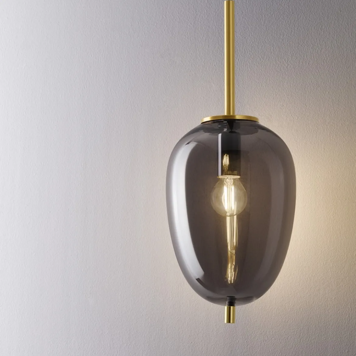 Nova Luce 9624098 LATO Pendelleuchte 15,8cm Gold Rauchglas E14