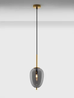 Nova Luce 9624098 LATO Pendelleuchte 15,8cm Gold Rauchglas E14