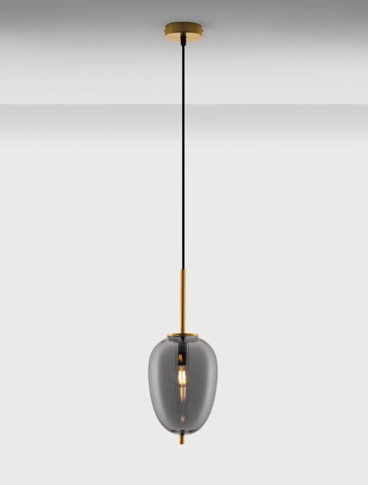 Nova Luce 9624098 LATO Pendelleuchte 15,8cm Gold Rauchglas E14
